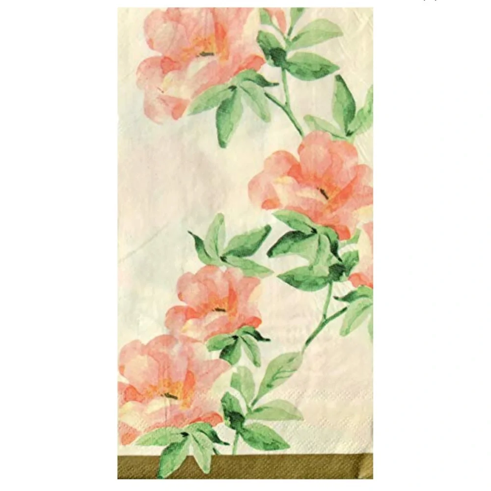 BlueInk Studios Enchanted Floral Peach Guest Towel Napkins (6233), 40 ct